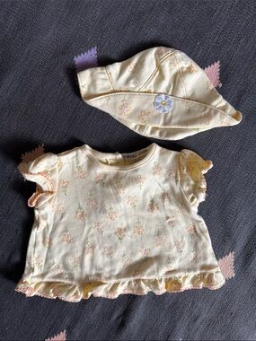 Cotton Floral Set Short-Sleeve Top & Hat